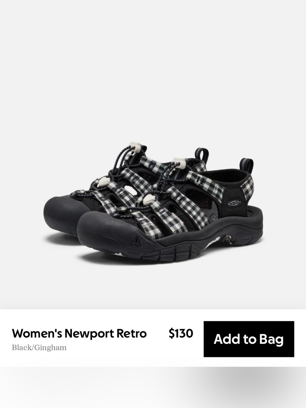 Keen Women's Newport Retro Sandal - Black Gingham
